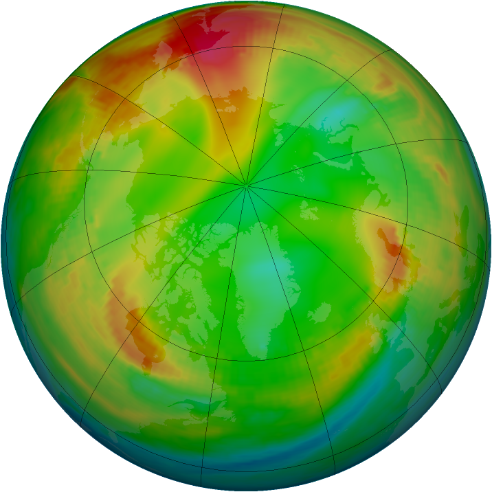 Arctic ozone map for 16 January 1984
